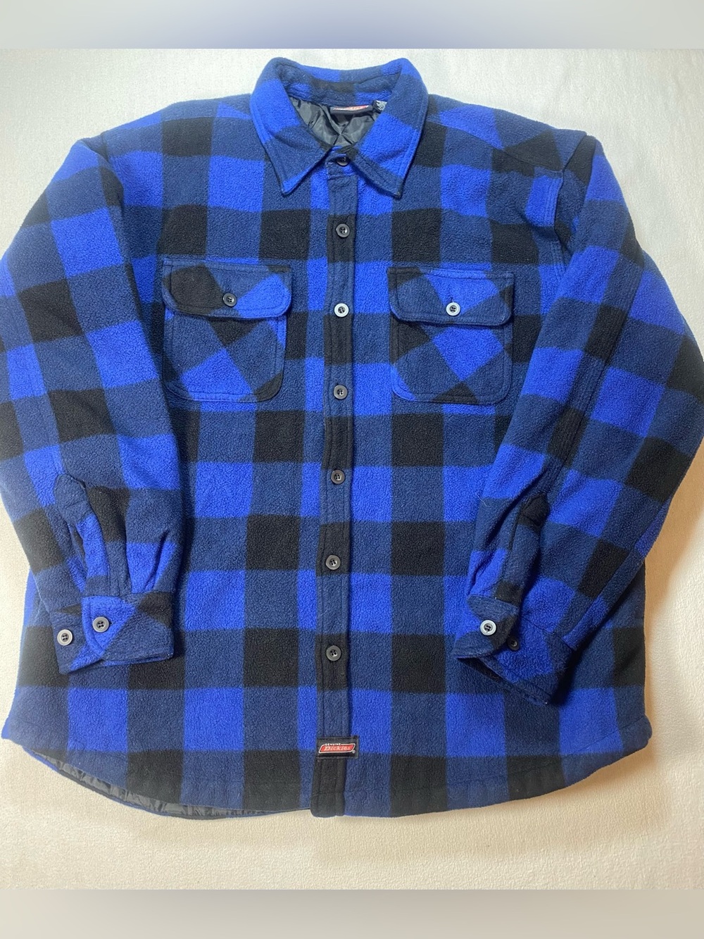 Dickies Blue and Black Buffalo Plaid Fleece Shirt Jacket
